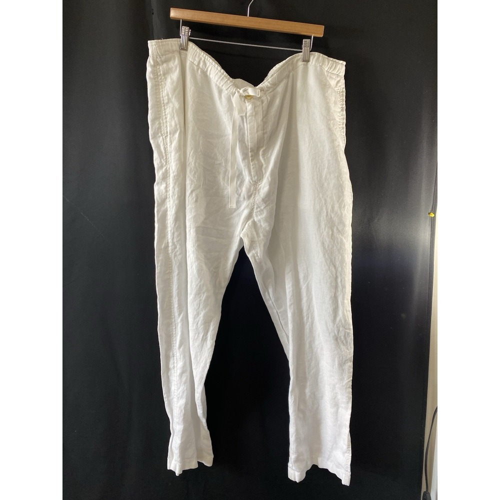 Nautica Explorer  Womens White Linen Wide Leg Pants Size XXL Loose Fit Coastal